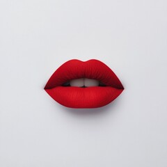 Poster - Minimalist Maximalism in Beauty Bold Red Lips on White Background - Impactful Visual Content for Fashion Campaigns and Cosmetic Branding