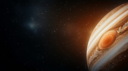 Poster - Celestial Cosmic Trend High-Resolution Jupiter Surface Close-Up - Atmospheric Swirl Patterns and The Great Red Spot for Educational Content and Sci-Tech Visualization