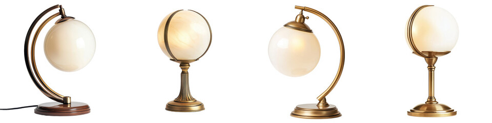 Poster - Various globe-style lamps displayed on a white background showcasing different designs and bases
