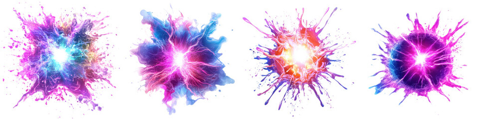 Fototapete - Colorful energy bursts create vibrant abstract designs suitable for backgrounds or artistic projects