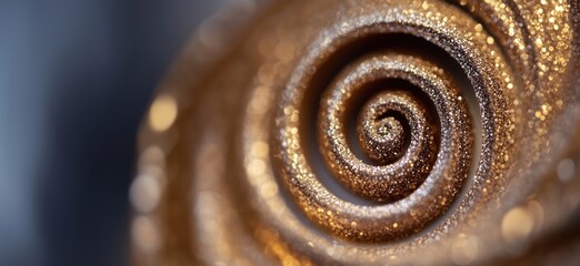 Poster - Golden glitter spiral design showcasing intricate details and shimmering texture, perfect for artistic inspiration and decorative elements, copy space for text