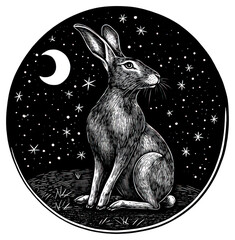 Wall Mural - png african hare hare black white.