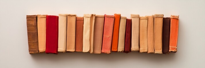 Poster - Mid-Century Modern Book Shelf Aesthetic Vintage Hardcover Collection on Floating Wall Shelf - Educational Decor and Intellectual Space Curation for Contemporary Interior Design