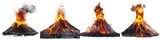 Active volcanoes erupting with smoke and lava in a dramatic display of nature's power in a remote landscape
