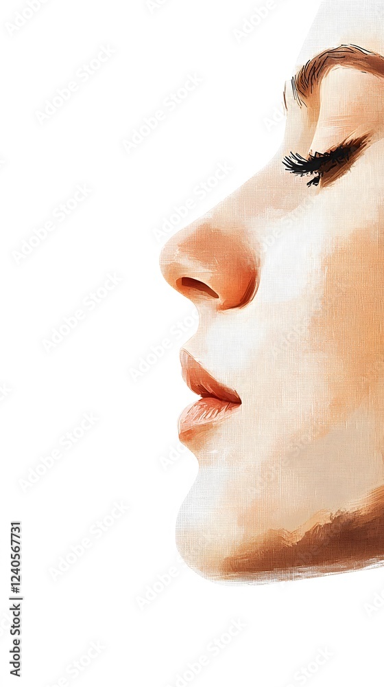 72. A side view of a face focusing on the contour of the cheekbones and ...