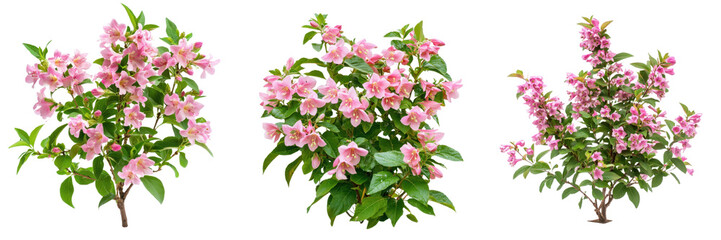 Poster - Detailed view of blooming flowers in soft pink hues with lush green leaves enhancing the garden's beauty