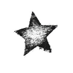 Aufkleber - Unique hand-drawn star design created with textured black and white chalk on a clean background