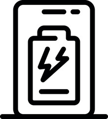 Poster - Smartphone displays charging battery icon with lightning bolts, symbolizing fast charging, power, energy, and mobile technology