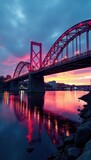 Iconic tilting bridge spanning Tyne river, Newcastle skyline , tyne, water