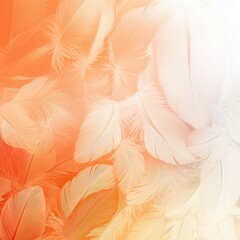 Poster - Soft White Feathers on Warm Orange Background, Abstract Design, Textured Layers, Gentle Aesthetic, Modern Art, copy space for text