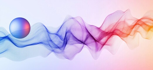Poster - Abstract wave pattern with gradient colors and spherical shape, showcasing fluid motion and dynamic design elements, copy space for text