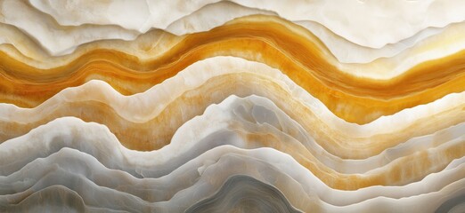 Poster - Abstract Onyx Stone Pattern with Warm Orange and Gray Waves, Natural Marble Texture, Elegant Background Design, copy space for text
