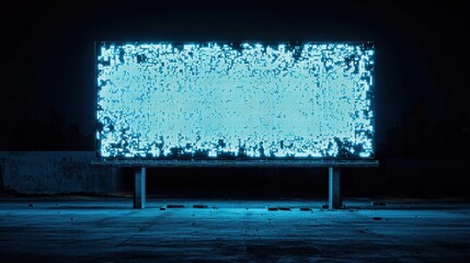 Poster - A glowing, blue digital screen emits vibrant light in a dark setting, showcasing a modern, technological aesthetic.