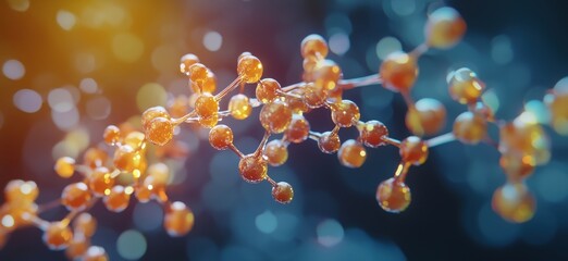 Poster - Molecular structure visualization showcasing intricate arrangement of atoms and bonds, highlighting scientific beauty and complexity, copy space for text