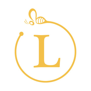Bee Logo combine with letter L vector template
