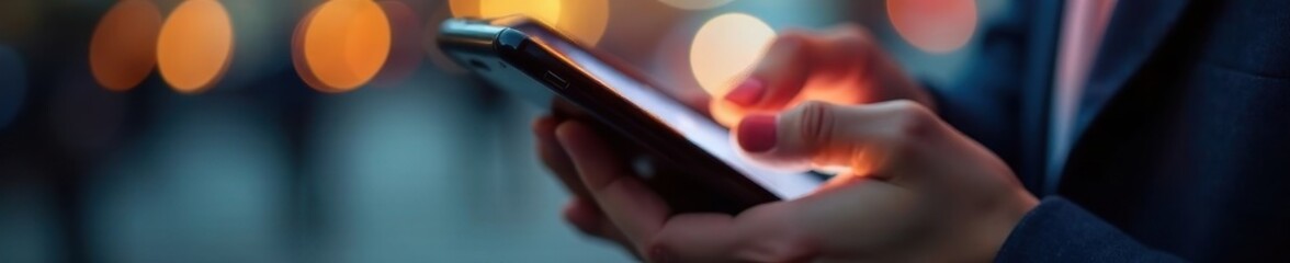 Close-up hands holding smartphone, thumbs scrolling , fingers, mobile phone