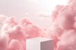 © Natawut - Dreamy pastel pink clouds minimalist white podium for product display