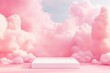 © Natawut - Dreamy pastel pink clouds minimalist white podium for product display