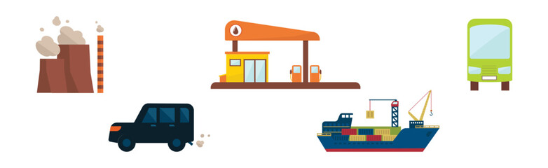 Poster - Oil Industry and Fuel Manufacture and Extraction Vector Set