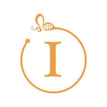 Bee Logo combine with letter I vector template