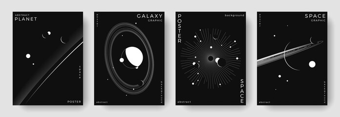 Wall Mural - set of abstract space astronomy backgrounds. line art galaxy, universe, planet, solar system. scienc