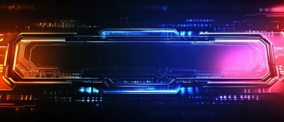 Poster - Futuristic digital interface with vibrant neon lights