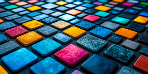 Fototapete - vibrant digital app icons display representing modern interactive entertainment