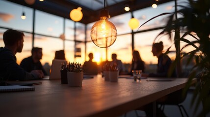 Poster - A business formal conference brings together coworkers, shareholders, and clients to engage in discussions about private ideas, analyze data in reports, and work collaboratively to find solutions in