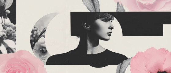 Poster - Exploring minimalist design through geometric shapes and floral elements