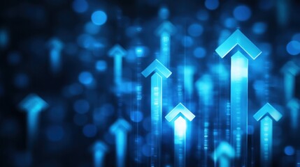 Poster - Abstract blue arrows representing growth and progress in technology