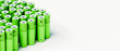 © MR - Green Batteries on White Background with Copy Space