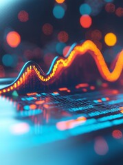 Poster - Use AI to process data and visually analyze complex information on a virtual screen. This involves big data technology and data science, with data flow playing a key role. Stock