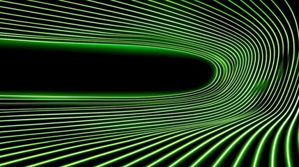 Poster - Abstract futuristic background with high-speed, green glowing neon wave lines
