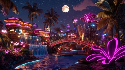 Poster - celestial bodies, planets, and futuristic fantasy landscapes. a 3d rendered sci-fi landscape with ne