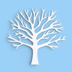 Aufkleber - Abstract White Tree with Multiple Cut Branches on Light Blue Background