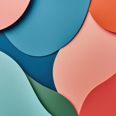 Poster - Vibrant Abstract Shapes on Colorful Paper Layers in Dynamic Composition