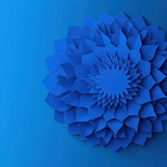 Poster - Abstract Layered Paper Mandala Design in Vibrant Blue Cut Style