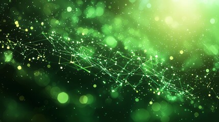 Poster - abstract green digital background with big data visualization and a science theme, presenting comple