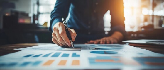 Poster - Business professional analyzing financial charts in office