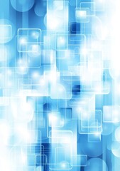 Poster - an abstract digital pattern with lively squares, lines, and rectangles. the business card displays s