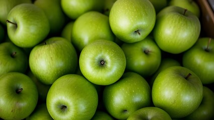 Wall Mural - many ripe green apples in a pile