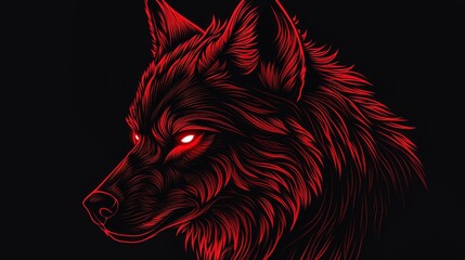 Poster - Wolf Animal Plexus Neon Black Background Digital Desktop Wallpaper HD 4k Network Light Glowing Laser Motion Bright Abstract