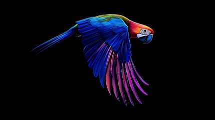 Poster - Abstract Bright Digital Desktop Wallpaper HD 4k, Hawk Animal Plexus, Neon Black Background, Network Light Glowing Laser Motion