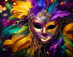 Wall Mural - Mardi Gras 2025: A Colorful Carnival Background for Celebration Generated image