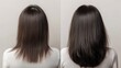 © Anat art - Before and after hair transformation showcasing thin hair versus thick hair in a beauty salon setting. Generative AI