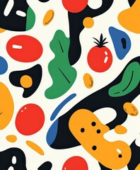 Poster - Colorful abstract shapes and organic forms on a light background