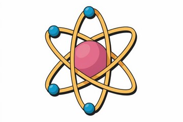 Poster - A simplified illustration of an atom, showing a nucleus and orbiting electrons.