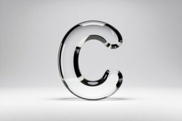 Aufkleber - A 3D rendering of the letter C, crafted from transparent glass, exuding a sleek and modern aesthetic.