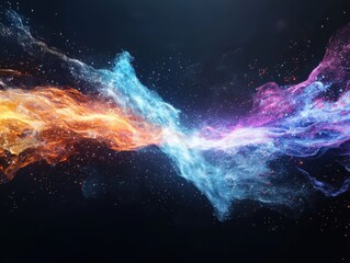 Fototapete - Dynamic flow of digital data cosmic space abstract visualization colorful environment futuristic concept
