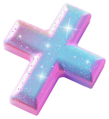 Wall Mural - png cross shape icon glitter pastel art.